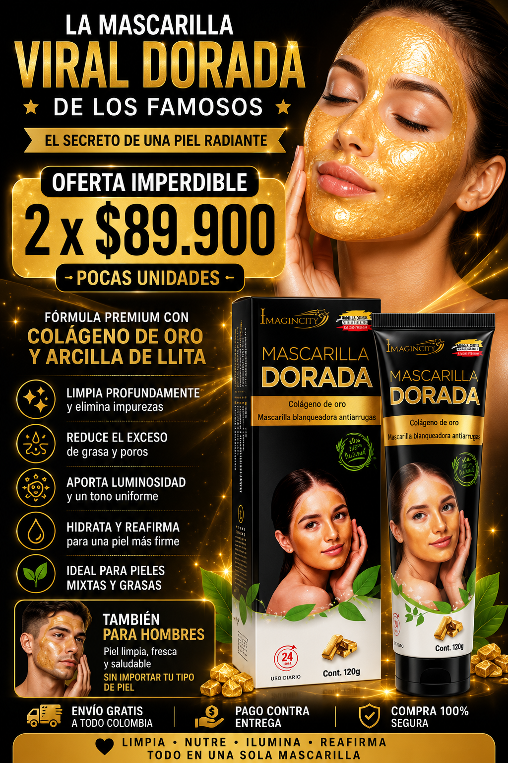 MASCARILLA DORADA CON RETINOL | Paga 1 Lleva 2 x 100 ml ⭐⭐⭐⭐⭐