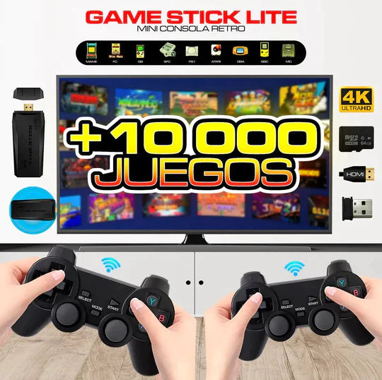 CONSOLA DE VIDEOJUEGOS GAME STICK CON 10 MIL JUEGOS INCORPORADOS 🕹️