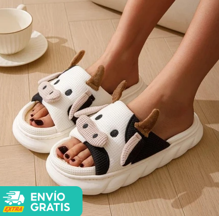 Pantuflas de lino diseño de vaquita TEJIDA A MANO | 100% ORIGINAL ⭐⭐⭐⭐⭐