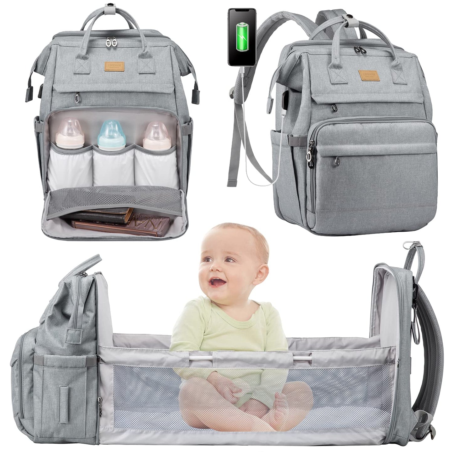 PAÑALERA MULTIFUNCIONAL CON CUNA PARA BEBÉ👶